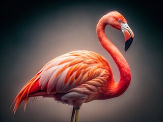 Obraz premium Vintage Flamingo Isolated PNG Image for Creative Projects - Retro Style Photography of a Pink Flamingo on Transparent Background
