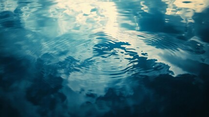 Abstract Ripples and Reflections on a Deep Blue Water Surface