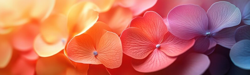 Obraz premium Brightly colored flowers are arranged in a row on a bright background