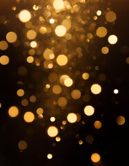 Glowing golden bokeh lights scattered against a dark background.