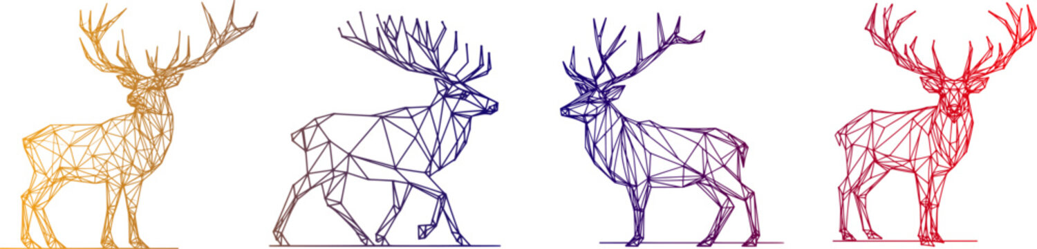 reindeer polygon line art