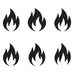 Fire icon collection. Fire flame symbol. Bonfire silhouette logotype. Flames symbols set flat style - stock vector