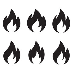 Fire icon collection. Fire flame symbol. Bonfire silhouette logotype. Flames symbols set flat style - stock vector