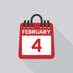 February 4 Calendar icon vector illustration.