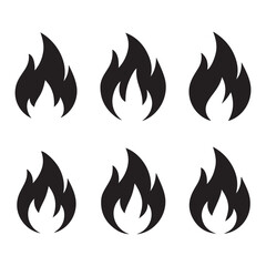 Fire icon collection. Fire flame symbol. Bonfire silhouette logotype. Flames symbols set flat style - stock vector