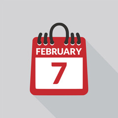 February 7 Calendar icon vector illustration.