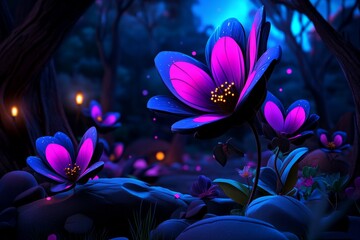 Fantasy-inspired landscape with magical light spreading through a forest, capturing the mystical and enchanting spread of natureâ€™s magic, symbolizing wonder and beauty