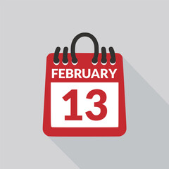 February 13 Calendar icon vector illustration.