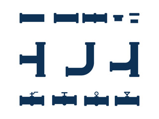 set of pipeline water, oil and gas design vector icon on transparent background