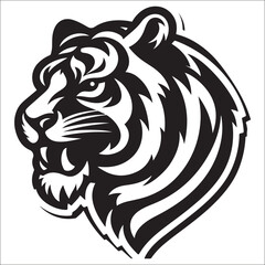 tiger logo vector, Roaring tiger logo design vector illustration, Simple Design of Silhouette of Tiger Walking Vector, Vector tiger head, face for retro logos, emblems, badges