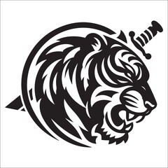 tiger logo vector, Roaring tiger logo design vector illustration, Simple Design of Silhouette of Tiger Walking Vector, Vector tiger head, face for retro logos, emblems, badges