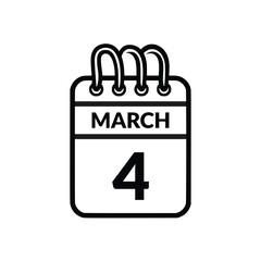 March 4 Calendar icon vector illustration.