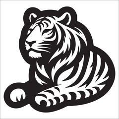 Obraz premium tiger logo vector, Roaring tiger logo design vector illustration, Simple Design of Silhouette of Tiger Walking Vector, Vector tiger head, face for retro logos, emblems, badges