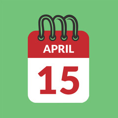 April 15 Calendar icon vector illustration.