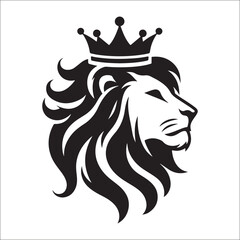 Lion Logo Design Vector Template. Lion Head Logo Icon Vector illustration. Black and white Lion head vector illustration, lion luxury logo icon template, elegant lion logo design illustration 