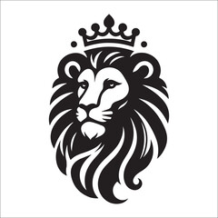 Lion Logo Design Vector Template. Lion Head Logo Icon Vector illustration. Black and white Lion head vector illustration, lion luxury logo icon template, elegant lion logo design illustration 