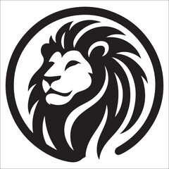 Lion Logo Design Vector Template. Lion Head Logo Icon Vector illustration. Black and white Lion head vector illustration, lion luxury logo icon template, elegant lion logo design illustration 