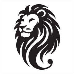 Lion Logo Design Vector Template. Lion Head Logo Icon Vector illustration. Black and white Lion head vector illustration, lion luxury logo icon template, elegant lion logo design illustration 