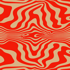 wavy lines abstract background. Trendy psychedelic retro style backdrop. Waves, swirl and twirl pattern. Twisted distorted vector texture.