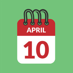 April 10 Calendar icon vector illustration.