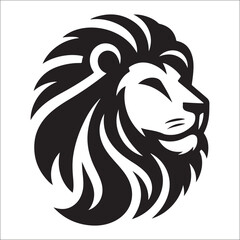 Lion Logo Design Vector Template. Lion Head Logo Icon Vector illustration. Black and white Lion head vector illustration, lion luxury logo icon template, elegant lion logo design illustration 