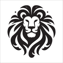 Lion Logo Design Vector Template. Lion Head Logo Icon Vector illustration. Black and white Lion head vector illustration, lion luxury logo icon template, elegant lion logo design illustration 