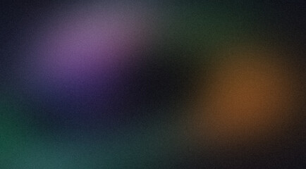 Abstract dark purple blue green orange colour grainy gradient backdrop design. Soft noisy color flow shaped gradient texture. Vibrant colors flow, website header design, poster, banner