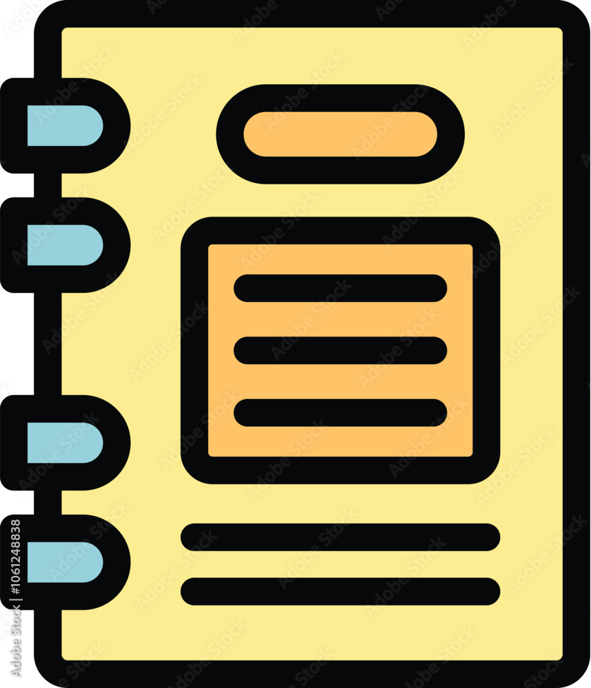 Poster yellow notepad with spiral binding showing blank pages for important notes, ideas, reminders, to do 
