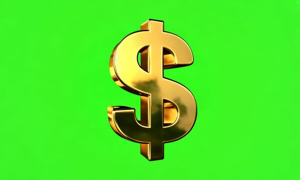 Golden dollar sign green screen background