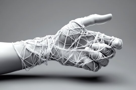 Simple line drawing of polygraph wires connected to a hand, capturing the focused and clear look at testing truth, symbolizing simplicity and structure