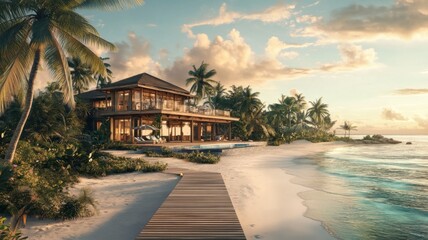 Tropical Villa with Private Pool and Beach Access