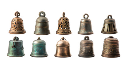 Collection of bells isolated on white background