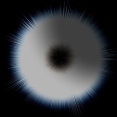 Monochromatic Abstract Digital Art with Radiating White and Blue Circular Burst on a Dark Background