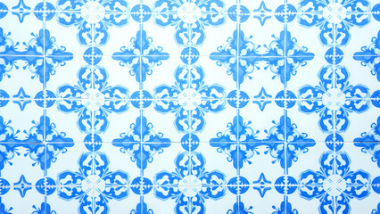 A Stunning Display of White and Blue Tiles in Geometric Patterns, Blending Tradition with Modern Style