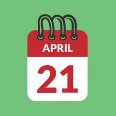 April 21 Calendar icon vector illustration.