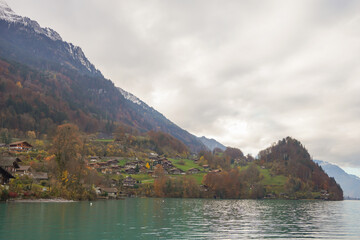 lake and mountains in Switzerland.
