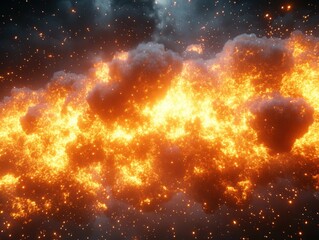 Fototapeta premium Exploding Fiery Nebula in Outer Space 