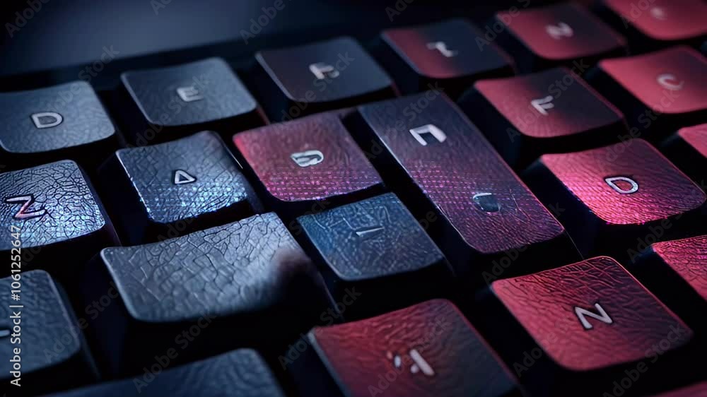 Poster closeup of a red keyboard key with the word 'deed' written in white.
