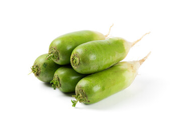 fresh green radish isolated on white background