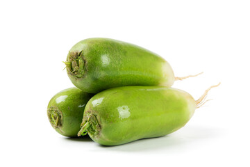 fresh green radish isolated on white background