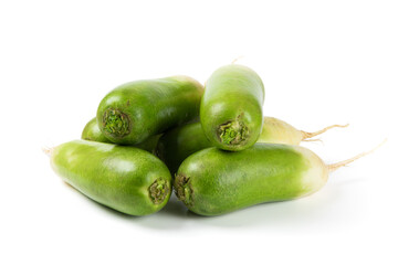 fresh green radish isolated on white background