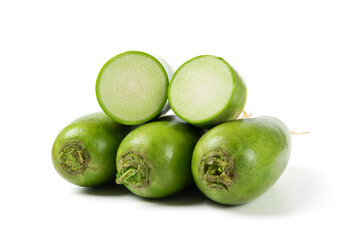 fresh green radish isolated on white background