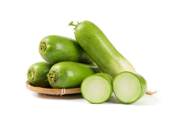fresh green radish isolated on white background