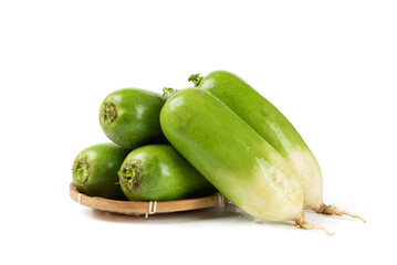 fresh green radish isolated on white background