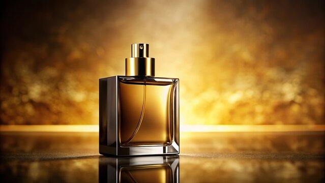 perfume bottle mockup on gold background