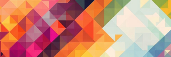 Obraz premium An abstract geometric background featuring a vibrant pattern of triangles and squares, grid