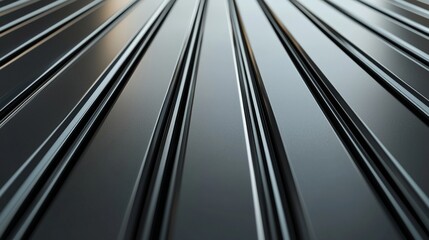 Obraz premium A close-up view of a textured surface with parallel lines, showcasing a sleek and modern design in a dark color.