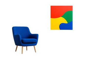 Modern Blue Chair with Colorful Abstract Artwork