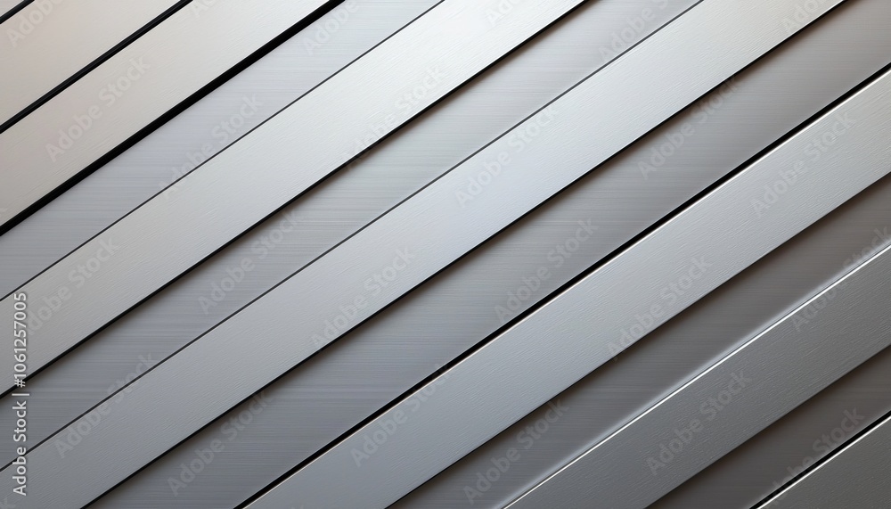 Poster a close-up of diagonal metallic strips with a sleek, modern design and subtle texture, showcasing a 