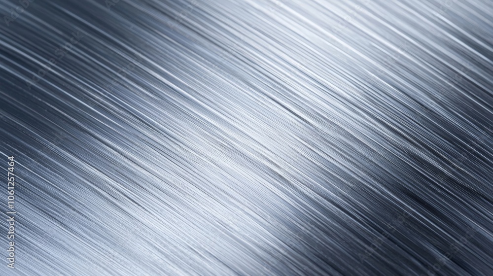 Poster a close-up view of brushed metal texture, showcasing a sleek, shiny surface with subtle linear patte